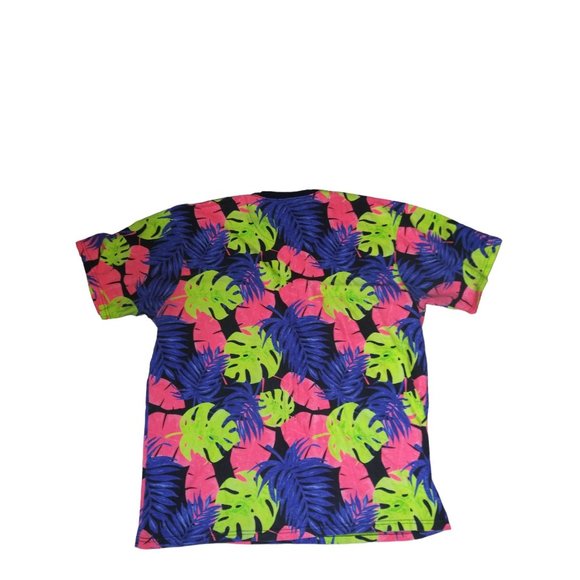 CSG Men's Neon Hawaiian Tropical Leaf Short Sleeve Tee Shirt Size 2 XL - Picture 3 of 7